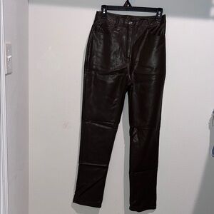 Women Chocolate Leather Pants